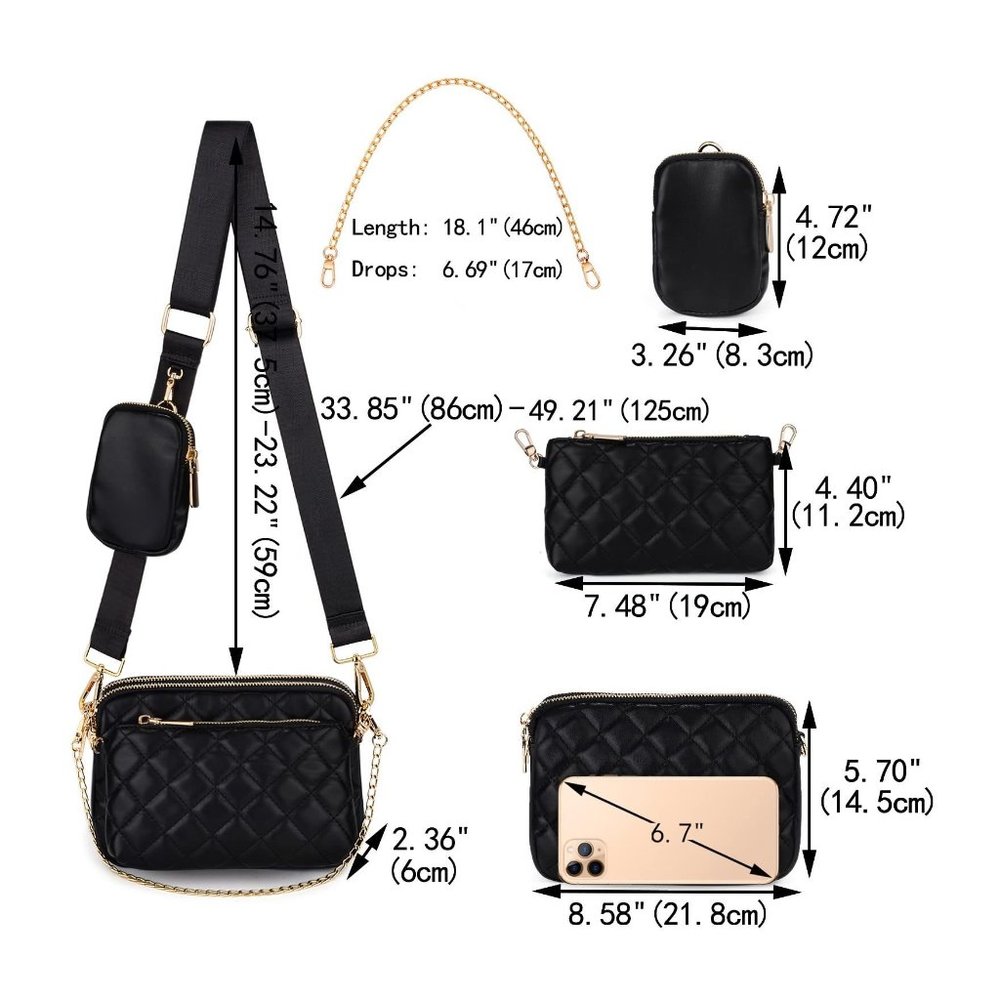 Small-Crossbody-Bags-for-Women 3 in 1 Multipurpose Shoulder Purse - Picture 7 of 8